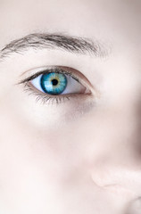 Blue eye with contact lens