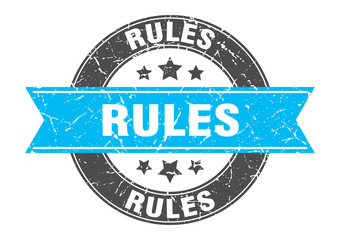 Fototapeta premium rules round stamp with turquoise ribbon. rules