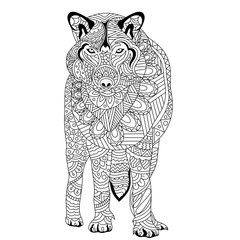 Hand drawn wolf in doodle style.