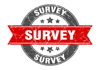 survey round stamp with red ribbon. survey