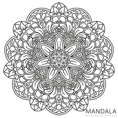 Black and white mandala vector isolated on white. Vector hand drawn circular decorative element.