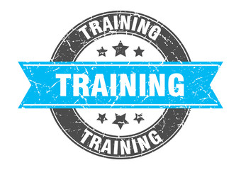 training round stamp with turquoise ribbon. training