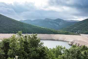 Fototapeta premium Cantabrian Mountains with artificial lake
