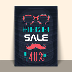 Father's Day Sale Poster with glasses and mustache.