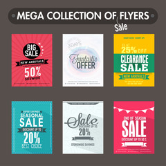Fototapeta na wymiar Mega collection of Sale and Discount flyers.