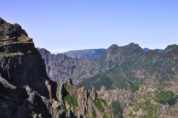 Fototapeta na wymiar Mountain peaks of Madeira island: panoramic view from hiking paths (Portugal, Europe)