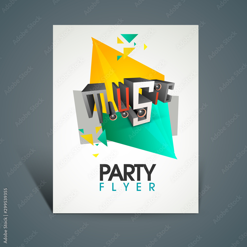 Wall mural Music Party Flyer, Template or Banner design.