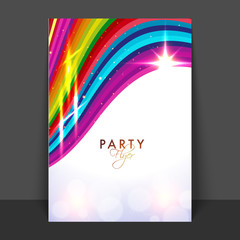 Flyer design with colorful waves.
