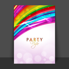 Party Flyer, Template with colorful waves.