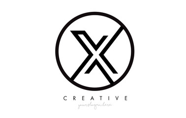 X Letter Icon Logo Design With Monogram Creative Look. Letter Circle Line Design Vector Illustration.