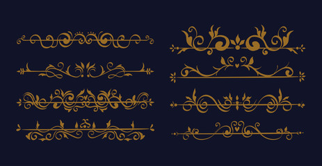 bundle of elegant ornamental borders frames vector illustration design