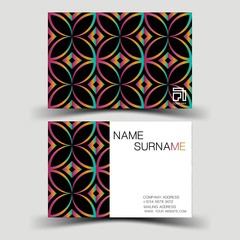 Colorful business card elements desing.  Front and back. On white background. 