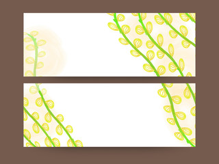 Website headers or banners set with green leaves.