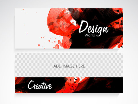 Creative website header with abstract design.
