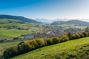 Fototapeta na wymiar view over Konolfingen in Emmental