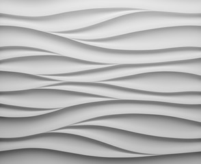 White panel in the form of waves.3d render illustration. Interior wall panel pattern. White seamless texture. - Illustration 
