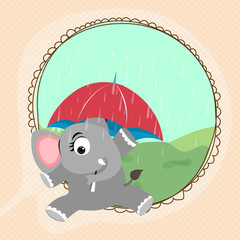 Monsoon concept with cute elephant.