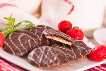 Soft cakes with strawberry.