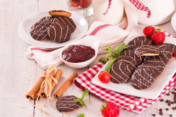 Soft cakes with strawberry.
