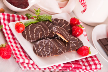 Soft cakes with strawberry.