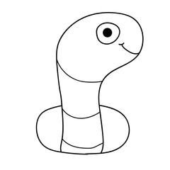 Cartoon linear doodle retro happy worm isolated on white background. Vector illustration.     