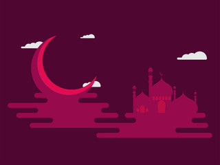 Abstract Moon and Mosque for Ramadan Kareem.