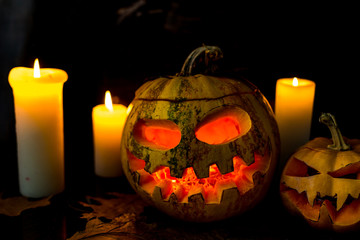 halloween pumpkin and candle background