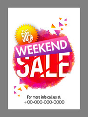 Weekend Sale poster, banner or flyer design.