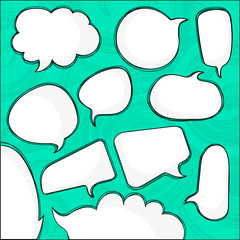 Blank empty white speech bubbles set.