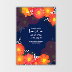Wedding invitation card decorated with flowers.