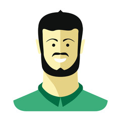 Icon of a bearded man. Isolated on white background. Asiatic.