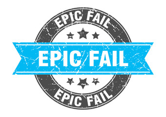 epic fail round stamp with turquoise ribbon. epic fail