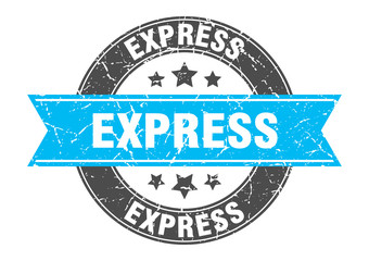 Fototapeta premium express round stamp with turquoise ribbon. express