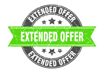 Obraz premium extended offer round stamp with green ribbon. extended offer
