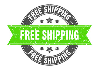 free shipping round stamp with green ribbon. free shipping