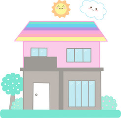 house home cartoon vector colorfull
