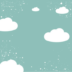 Sky clouds background, christmas design with snow vector illustration