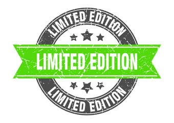 limited edition round stamp with green ribbon. limited edition