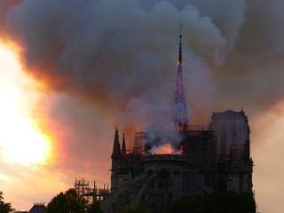 Fototapeta premium Notre Dame of Paris burning on the 15 th april 2019.
