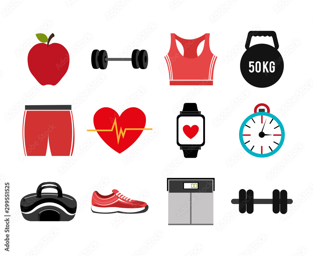 Canvas Prints bundle of fitness set icons vector illustration design