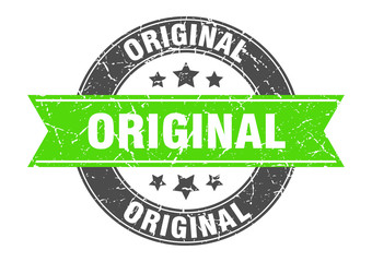 original round stamp with green ribbon. original