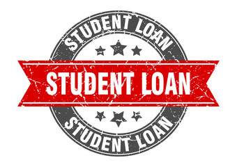 Fototapeta premium student loan round stamp with red ribbon. student loan
