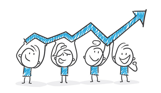 Stickman Blue: Teamwork, Arrow, Stock Market. (Nr. 174)	