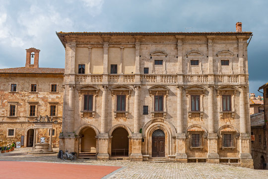 Nobili Tarugi Palace on the Piazza Grande in Montepulciano, Tuscany, Italy.