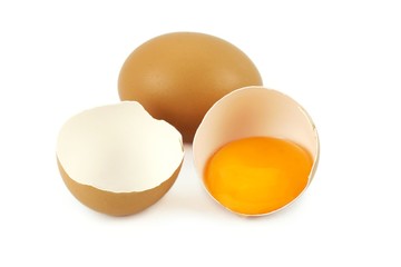 raw eggs isolated on white background