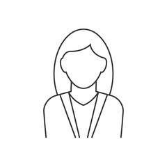 Businesswoman avatar line icon on white background. Editable stroke