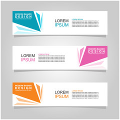 Vector abstract banner design web template set of 3. Abstract geometric background used for letterhead, header, footer, layout, landing page and print media