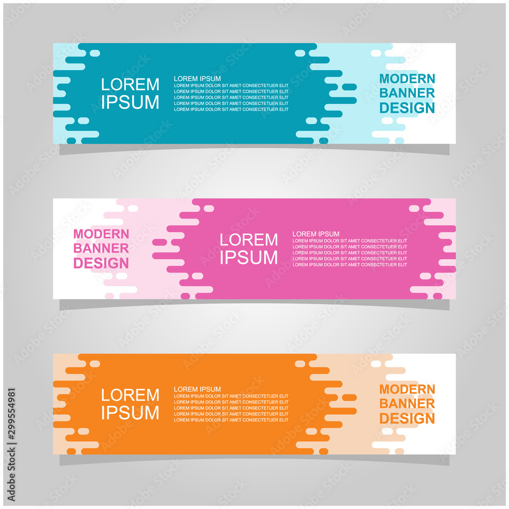 Wall mural vector abstract banner design web template set of 3. abstract geometric background used for letterhe