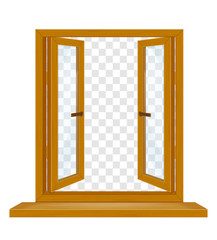 open wooden window with transparent glass for design vector illustration