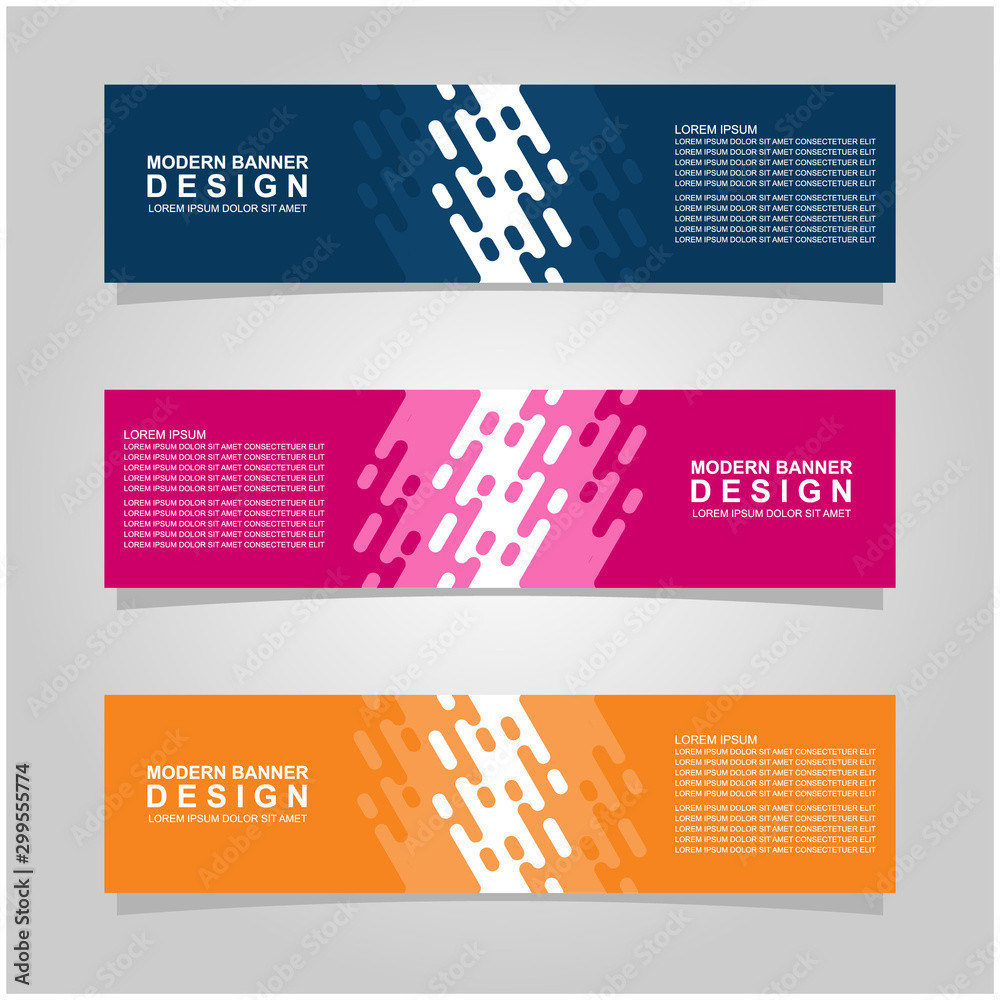 Wall mural vector abstract banner design web template set of 3. abstract geometric background used for letterhe
